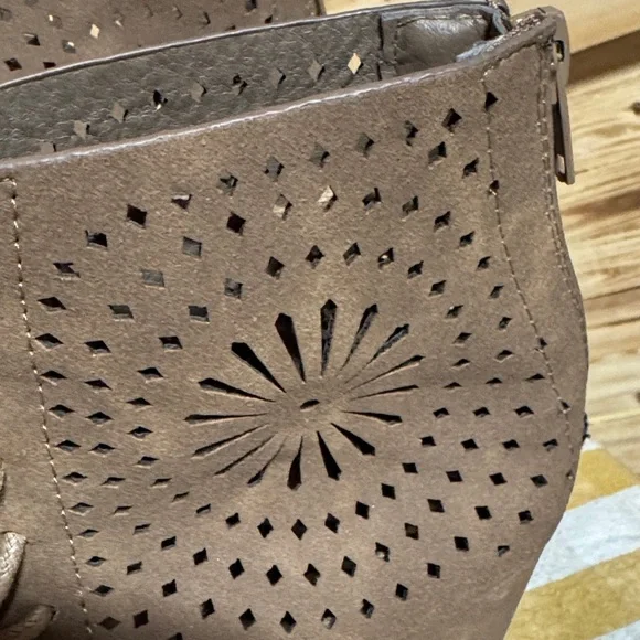 Pierre Dumas Brown Peep-Toe Wedges - Picture 3 of 5